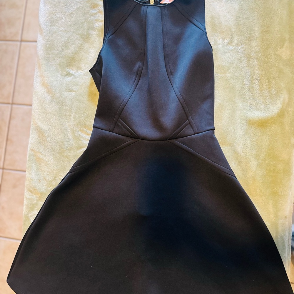 Ted Baker skater flare Dress SIZE 1 Black Fit Flare Midi Sleeveless Stretch NWOT - Picture 2 of 9